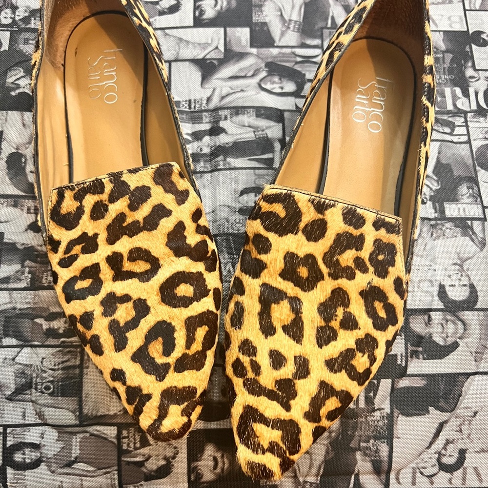 Franco Sarto Cheetah Print Point Toe Flats